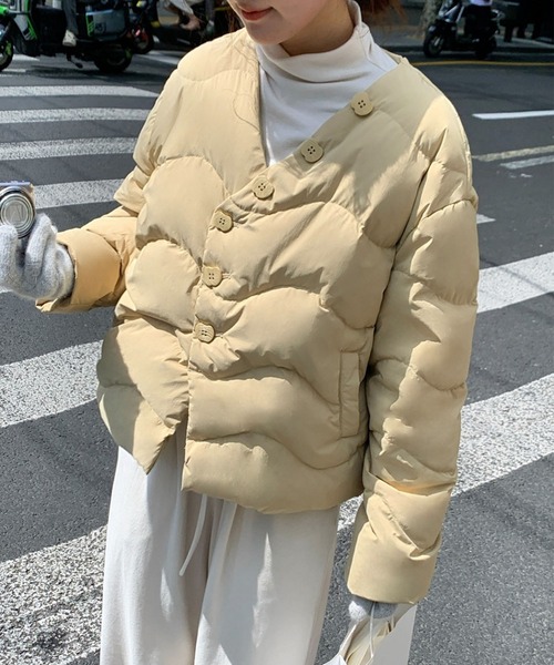 aimoha（アイモハ） ダウンコート ダウンジャケット マフラー襟付きV