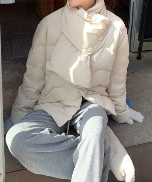 aimoha（アイモハ） ダウンコート ダウンジャケット マフラー襟付きV