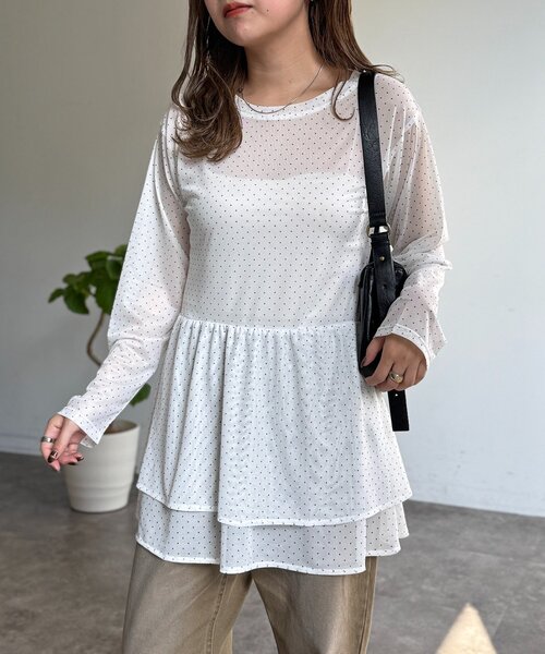J.C.M ジェーシーエム Tシャツ ホワイト 白 サイズ:38(M) / レイヤード デザイン 長袖 Tシャツ / カットソー プルオーバー クルーネック コットン / 日本製 / トップス【レディース】【中古】 J.C.M ジェーシーエム Tシャツ ホワイト 白 サイズ:38(M) / レイヤード