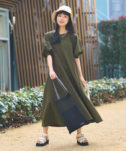 「FREAK'S STORE」 「THOUSAND MILE」半袖ワンピース フリ- ブラック レディース_画像5