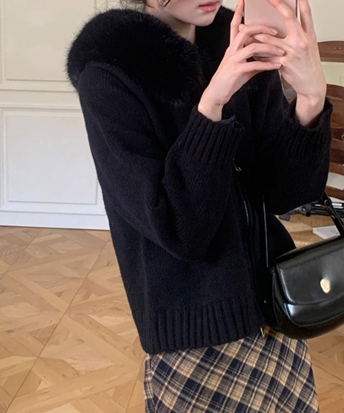 コレクションプリヴェ イタリア製　ファー付フルジップニット　ブラック 楽天市場】≪ 最大88%OFF!! WINTER SALE ≫ マルチway ファー取り外し