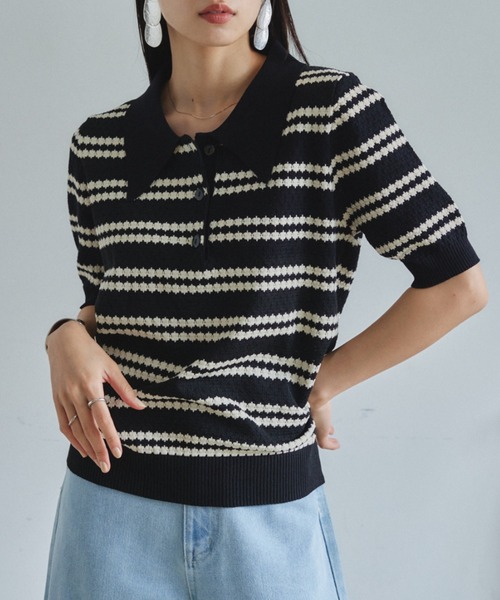 「VANNIE U」 半袖ニット FREE アイボリー レディース_画像2