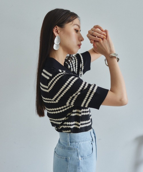 「VANNIE U」 半袖ニット FREE アイボリー レディース_画像8