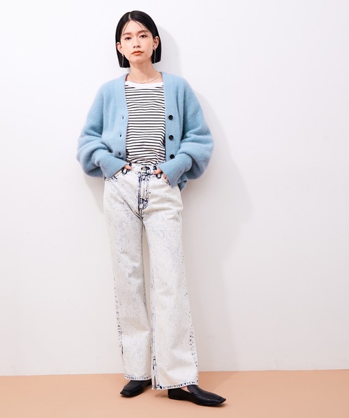 【新品未使用】ADAM ET ROPE’ ニットカーディガンサックスアダムエロペ ADAM ET ROPE'（アダムエロペ） ニットカーディガン FREE サックス