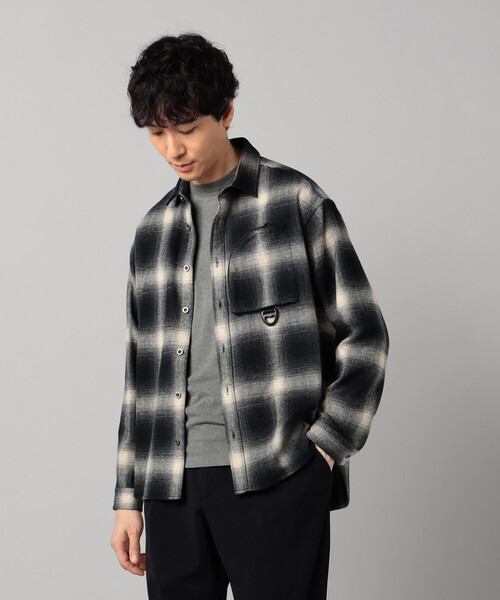 シャツ オンブレ―チェック柄 シ ャツ メンズの画像