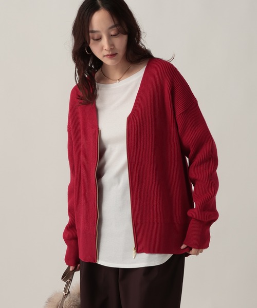 Elura（エルーラ） カーディガン Vネックミドルゲージカーディガン