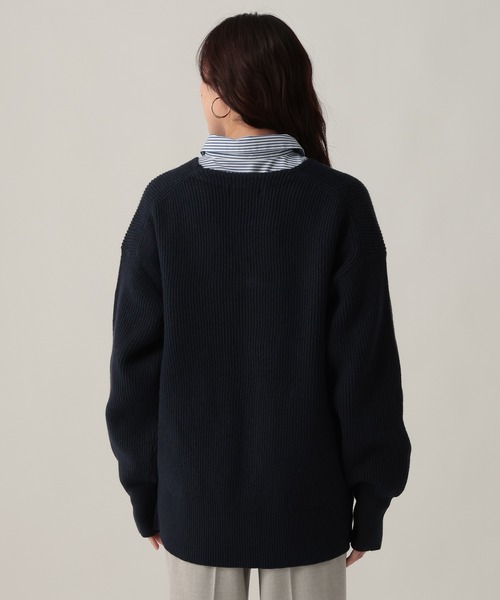 STONE  23SS ミドルゲージ ブラックVネックカーディガン 紳士 洗えるウールミドルゲージVネックカーディガン | 無印良品