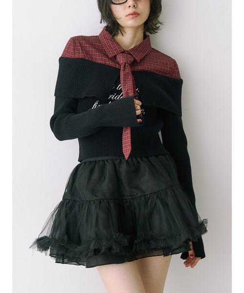 定価以下！12/10までの出品です！レイヤードオフショルニット jouetie（ジュエティ） ニット セーター シャツレイヤードオフショル