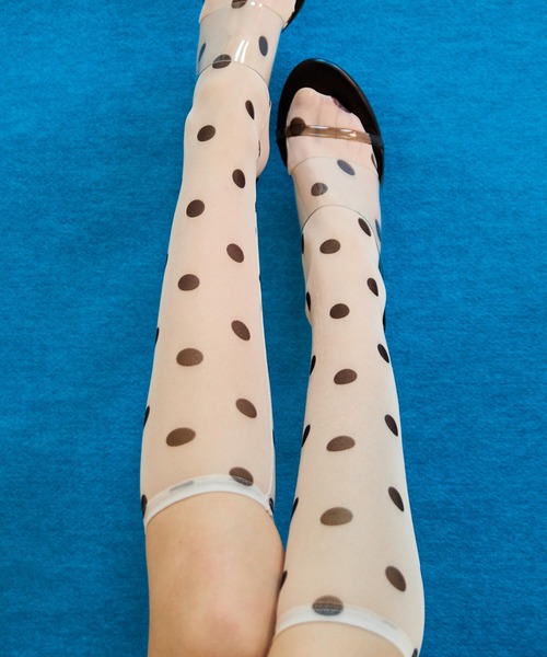 ホワイト ストライプ ドット ソックス MAISON SPECIAL（メゾンスペシャル） 靴下 Dot Socks/ドットソックス