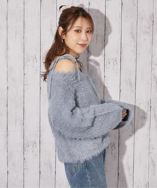 【未使用】モコモコニット ふんわり質感トップス もこもこ ニット モヘアタッチ レディース