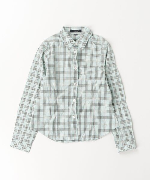 BURBERRY」 「KIDS」チェック柄長袖シャツ - ブルー キッズ Check