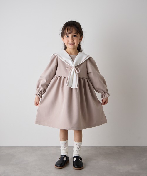 未使用✨iDea Luce セーラーカラーロングワンピース　ウエストリボン riziere（リジェール） ワンピース 入学式 卒園式 配色セーラーカラー