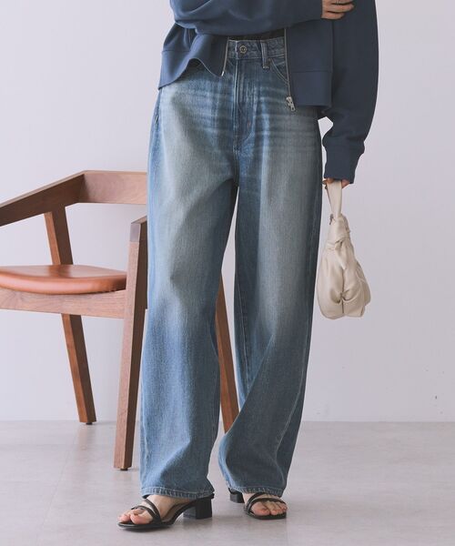 「AMERICAN HOLIC」 デニムパンツ L ライトインディゴブルー レディース_画像2