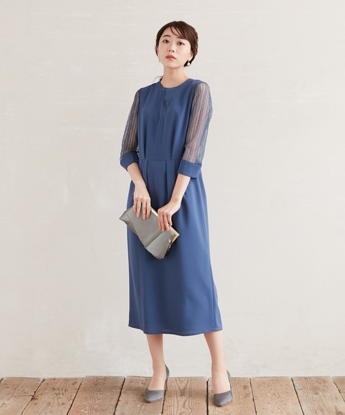 「AIMER」 長袖ワンピース MEDIUM ブルー系その他 レディース_画像9