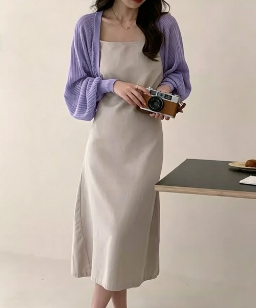 美品【45R 華夏　カーディガン】五分袖　綿　コットン　手洗い可　日本製　ボレロ SEU カーディガン uvカット 夏 サマーカーディガン ショートニット