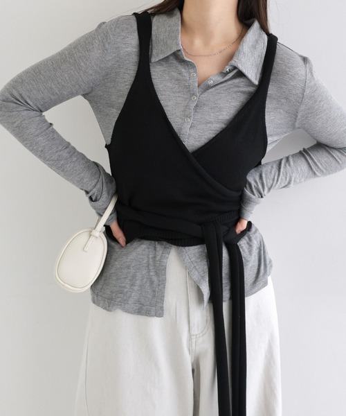 Freesia キャミソール カシュクールニットビスチェ : ZOZOTOWN Yahoo