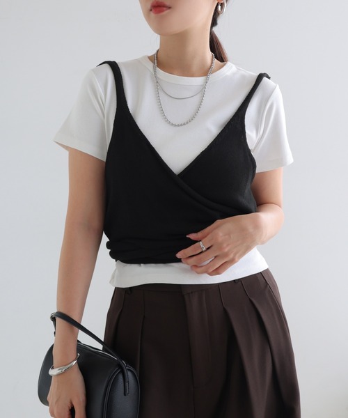 Freesia キャミソール カシュクールニットビスチェ : ZOZOTOWN Yahoo