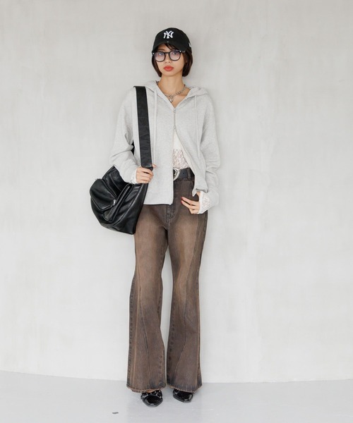 「PAGEBOY」 ジップアップパーカー LARGE 杢グレー レディース_画像8