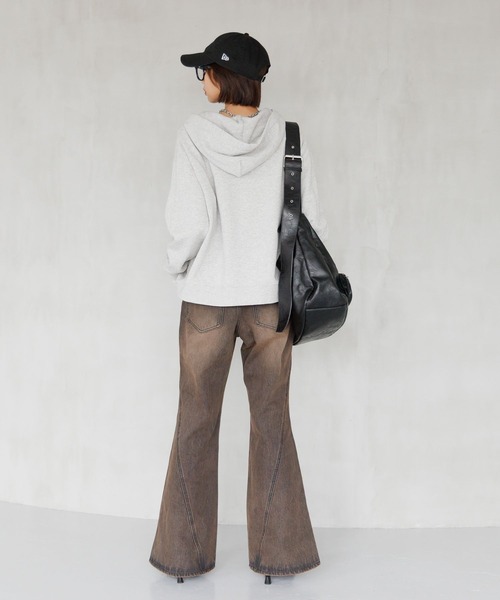 「PAGEBOY」 ジップアップパーカー LARGE 杢グレー レディース_画像9