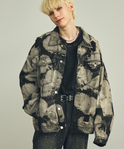 「Shoowtime」 デニムジャケット MEDIUM グレー メンズ_画像3