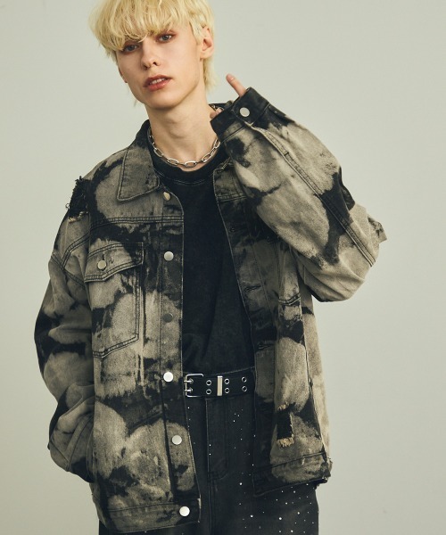 「Shoowtime」 デニムジャケット MEDIUM グレー メンズ_画像4