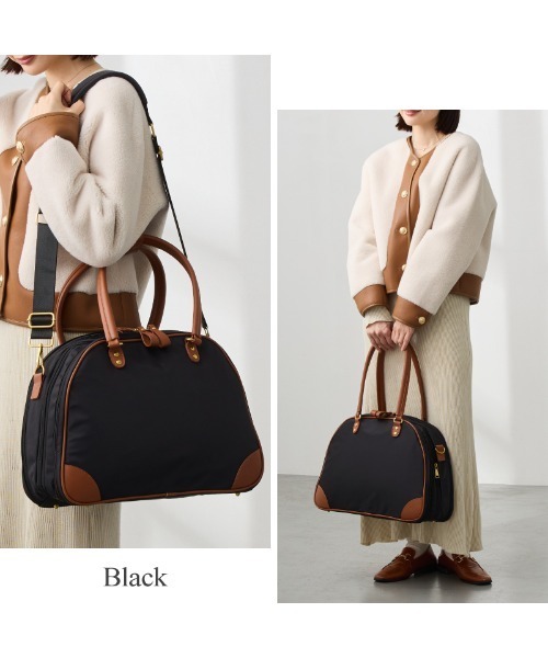 【新品】ラシエム　本革　ボストンバッグ　ブラック LASIEM（ラシエム） ボストンバッグ 圧縮ボストンバッグ レディース