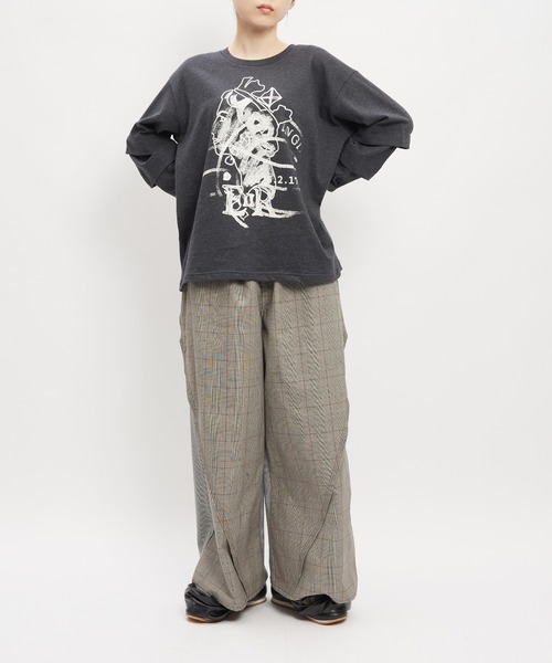 gomme（ゴム） ワイドパンツ パンツ チェックワイドパンツ レディース