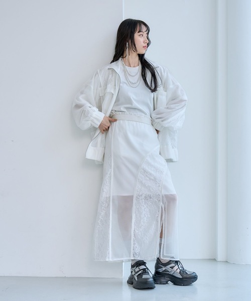HARE（ハレ） ブルゾン アウター レースメッシュキリカエブルゾン(HARE