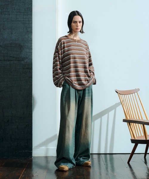soerte tシャツ Loose Multi Border L/S Tee / ルーズマルチボーダー