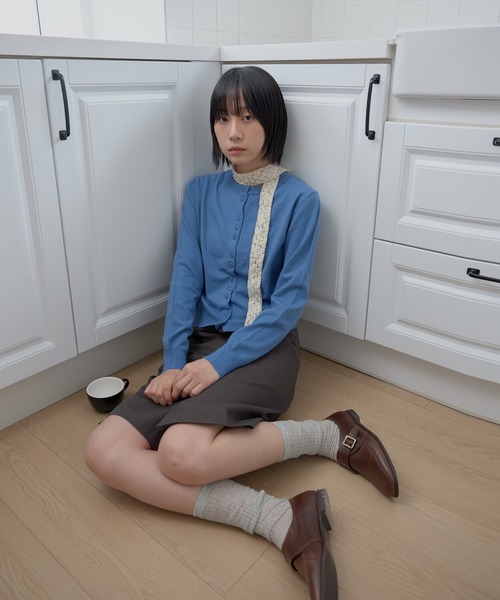 「UNE MANSION」 ニットカーディガン FREE オリーブ レディース_画像8