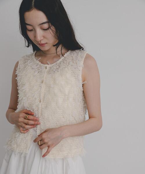フリンジチュールベスト SENSE OF PLACE by URBAN RESEARCH ベスト ジレ 2WAYチュールフリンジ