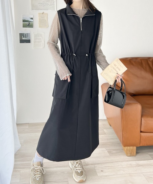 「Java」 ノースリーブワンピース X-LARGE チャコールグレー レディース_画像8