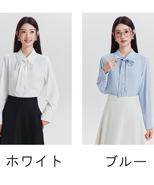 shoppinggo ブラウス シャツ シャツ レディース リボン付きシャツ 長袖