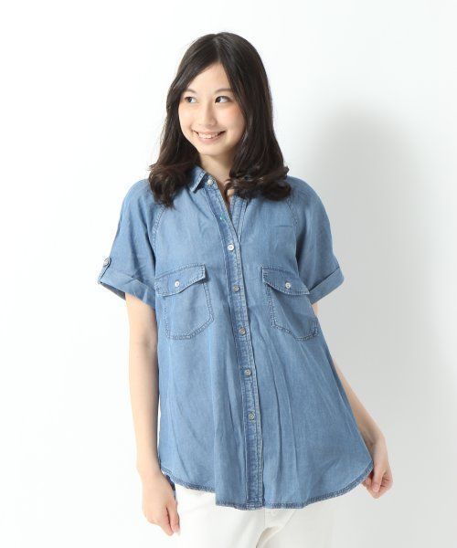 シャツ ブラウス 「GLOBAL WORK」テンセルデニムチュニック/半袖 レディース | GLOBAL WORK | 03