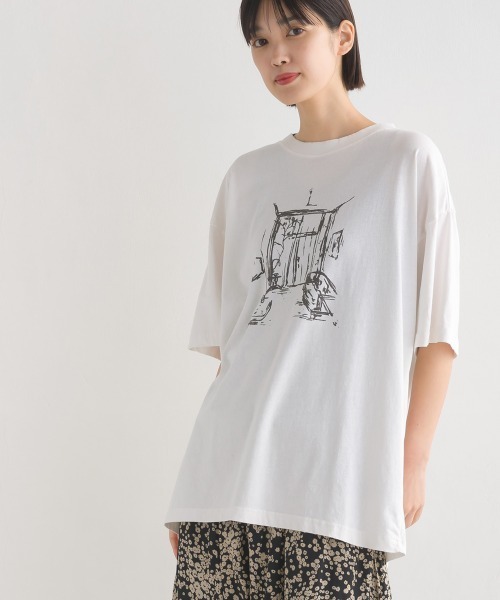 ★MEDM★ユニセックス Roseプリント  オーバー Tシャツ/送料込 ユニセックス 半袖 Tシャツ メンズ レディース 英字 花 フラワー