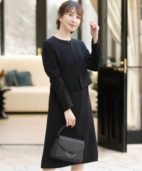 爆安プライス ノーカラージャケットレース切り替えセレモニースーツ入学式 喪服aラインワンピースフォーマル 爆売り Www Simon Page Com