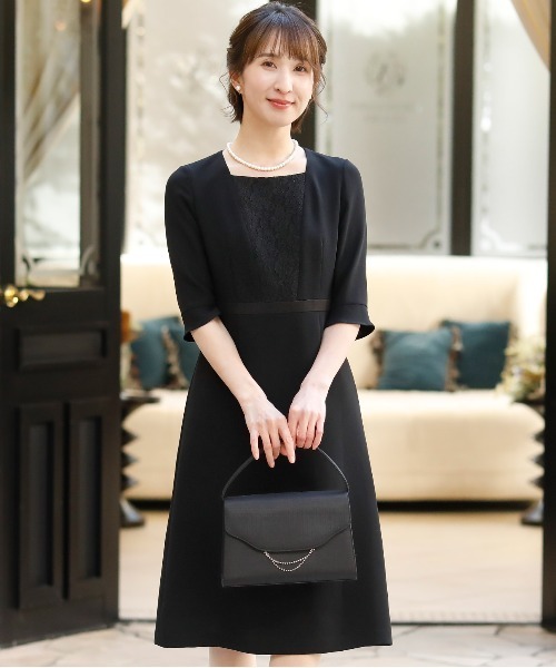 スがセットﭢ ノーカラージャケットレース切り替えaラインワンピースフォーマル卒業式対応