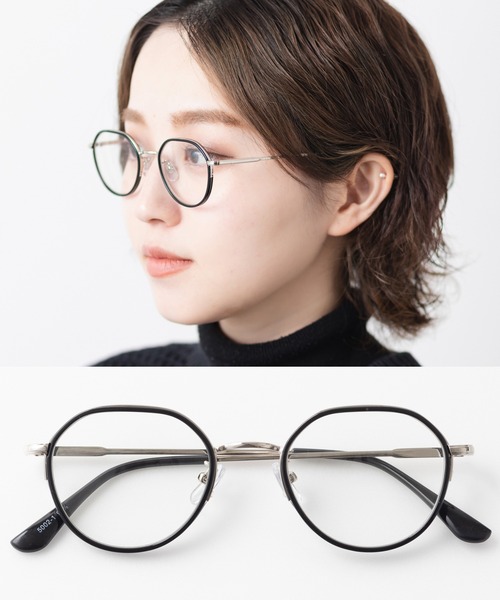 鯖江眼鏡　肉厚サーモント　ブラック×シルバー　伊達メガネ　サングラス　UVカット emonique（エモニーク） サングラス UVカット 黒縁 鯖江企画サングラス