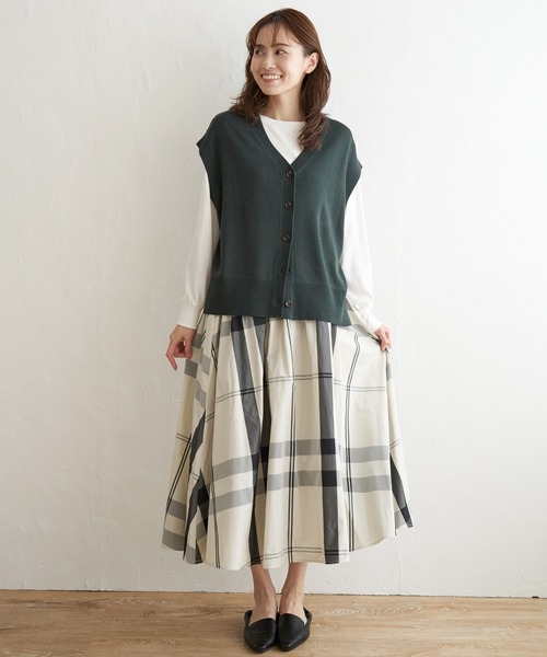 ジャケット・スカート・ニットベストその他セット She's Closet セットアップ 配色ジャガード深vネックニットベスト