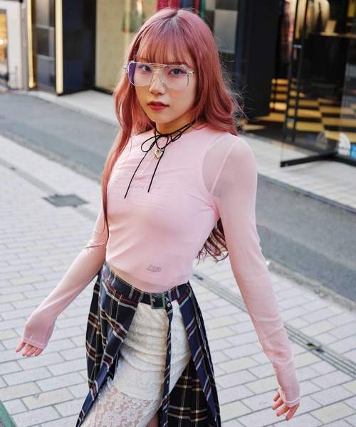 tシャツ atmos pink メッセージ シースルー トップス レディース