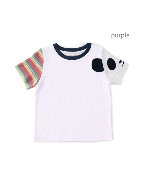 ami amie tシャツ パンダニット袖Tシャツ キッズ 子供服 男の子 