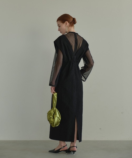 ドレス V line jacquard dress / V line ジャガードドレス レディース  