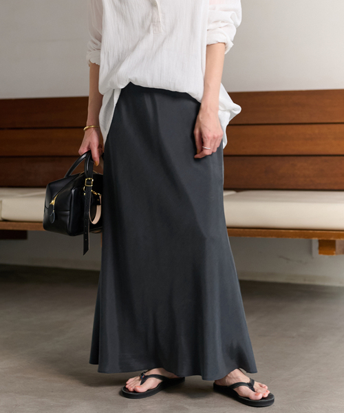 【上品で艶やか】BALENCIAGA ドレープ スカート キュプラツイル キュプラツイルバイアススカート（ロング・マキシ丈スカート