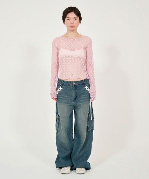 完売商品TINA：JOJUN フラワーコラージュ オーバーTシャツ ピンク フラワーコラージュ オーバーTシャツ TINA：JOJUN 全2色｜tnj531