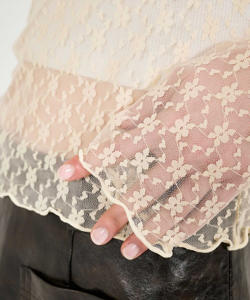 tinajojun 花柄 レース チュニック FINAL-SALE 花柄刺繍 シアーギャザーブラウス TINA：JOJUN 全2色