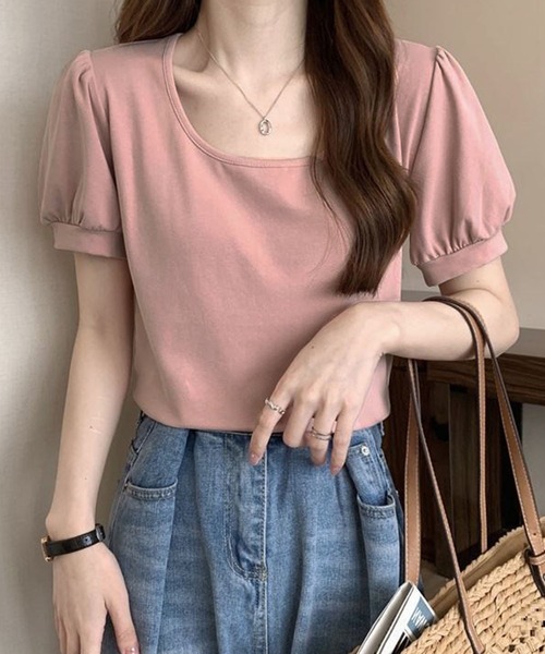 tシャツ DEARSTALKER／ドットバルーントップス レディース HUG.U Tシャツ ロング トップス ぽわん袖 レディース カットソー