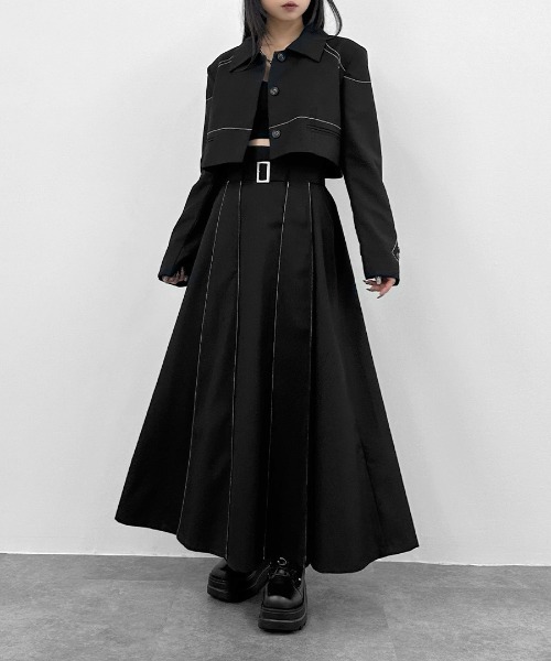 LVEU. コート アウター 「LVEU.」ステッチデザインクロップド