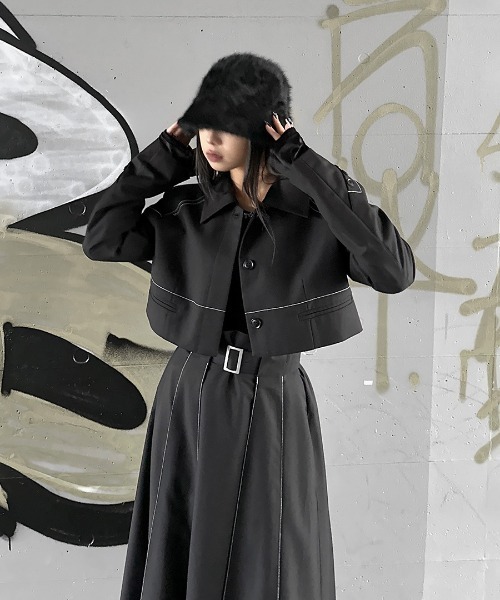 LVEU. コート アウター 「LVEU.」ステッチデザインクロップド