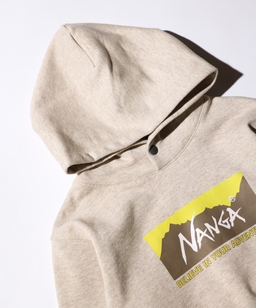 パーカー NANGA/ナンガ ECO HYBRID BOX LOGO KIDS SWEAT HOODIEエコハイブリットボックスロゴフーディキッズの画像