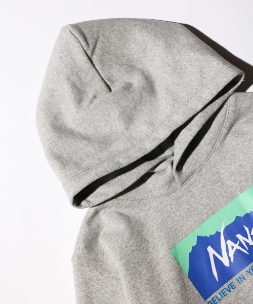 パーカー NANGA/ナンガ ECO HYBRID BOX LOGO KIDS SWEAT HOODIEエコハイブリットボックスロゴフーディキッズの画像